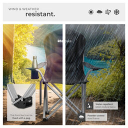 Tectake Camping Chair Mtx - Padded, Foldable, With Cup Holder And Side Pocket - Black - Per Piece - thumbnail 7