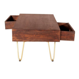 Wyld Haus Bandung Dark Mango Wood And Gold Rectangular Coffee Table 1 Drawer 1 Open Shelf - thumbnail 5