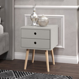 Core Products Set Of 2 - Scandia 2 Drawer Bedside Cabinets With Painted Finish, Tapered Legs, Modern Bedroom Furniture - thumbnail 5