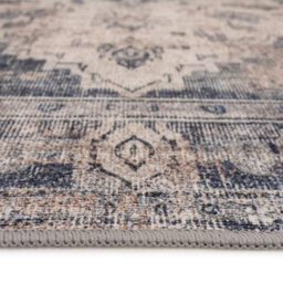 Loomed Beige Blue Distressed Vintage Medallion Washable Living Room Area Rug 200Cm X 290Cm - thumbnail 6