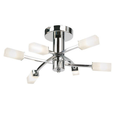Luminosa Lighting Luminosa Havana 6 Light Semi Flush Multi Arm Ceiling Light Chrome, Acid Etched Glass, G9 - image 1
