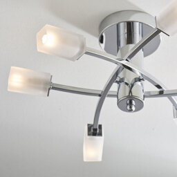 Luminosa Lighting Luminosa Havana 6 Light Semi Flush Multi Arm Ceiling Light Chrome, Acid Etched Glass, G9 - thumbnail 2