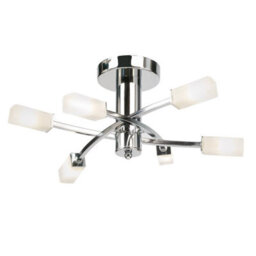 Luminosa Lighting Luminosa Havana 6 Light Semi Flush Multi Arm Ceiling Light Chrome, Acid Etched Glass, G9 - thumbnail 1