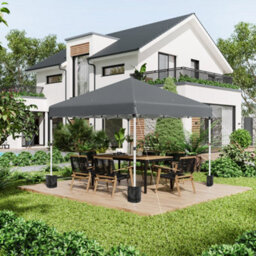 Outsunny 3X3 (M) Pop Up Gazebo Party Tent W/ 2 Sidewalls, Weight Bags Dark Grey - thumbnail 1
