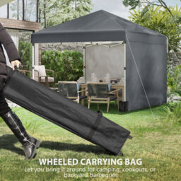 Outsunny 3X3 (M) Pop Up Gazebo Party Tent W/ 2 Sidewalls, Weight Bags Dark Grey - thumbnail 8