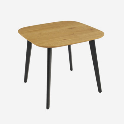 Sweeek - Square Dining Table Oak Wood Effect Black Metal Legs 4-Seater Azylis 90X90X76 Cm - image 1