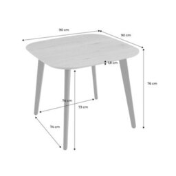 Sweeek - Square Dining Table Oak Wood Effect Black Metal Legs 4-Seater Azylis 90X90X76 Cm - thumbnail 3