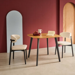 Sweeek - Square Dining Table Oak Wood Effect Black Metal Legs 4-Seater Azylis 90X90X76 Cm - thumbnail 4