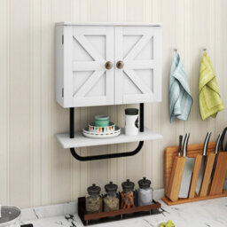 Costway Bathroom Wall Cabinet Wall-Mounted Medicine Cabinet With Towel Bar-White - thumbnail 4