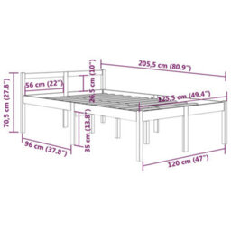 Berkfield Bed Frame Solid Wood Pine 120X200 Cm - thumbnail 8