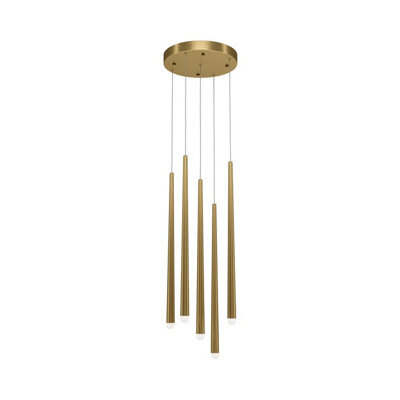 Luminosa Lighting Luminosa Cascade Modern Cluster Pendant Ceiling Light Brass 2250Lm 5Xled