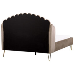 Beliani Bed Velvet Ambillou 140 X 200 Cm (Eu Double) Taupe - thumbnail 6