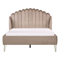 Beliani Bed Velvet Ambillou 140 X 200 Cm (Eu Double) Taupe - thumbnail 5