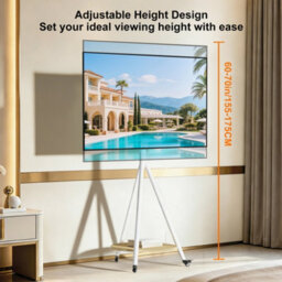"Aesome Heavy Duty Tripod Movable Floor Tv Stand With Storage Shelf Height Adjustable For 40-75"" Tv Screen Studio" - thumbnail 5