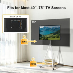 "Aesome Heavy Duty Tripod Movable Floor Tv Stand With Storage Shelf Height Adjustable For 40-75"" Tv Screen Studio" - thumbnail 3