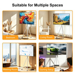 "Aesome Heavy Duty Tripod Movable Floor Tv Stand With Storage Shelf Height Adjustable For 40-75"" Tv Screen Studio" - thumbnail 8