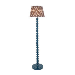 Luminosa Lighting Luminosa Higgledy Gloss Marlin Blue Paint Floor Lamp With Pearl Grey Fabric Zigzag Shade 35Cm E27