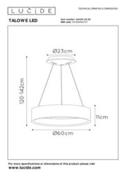 Lucide Talowe Halo Led Ceiling Pendant Light Black - thumbnail 8