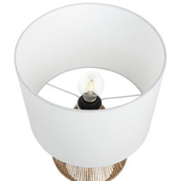 Beliani Natural Paper Rope Table Lamp With White Fabric Shade, Slim Metal Frame, 23Cm Diameter X 52Cm Height - thumbnail 5
