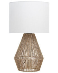 Beliani Natural Paper Rope Table Lamp With White Fabric Shade, Slim Metal Frame, 23Cm Diameter X 52Cm Height - thumbnail 2
