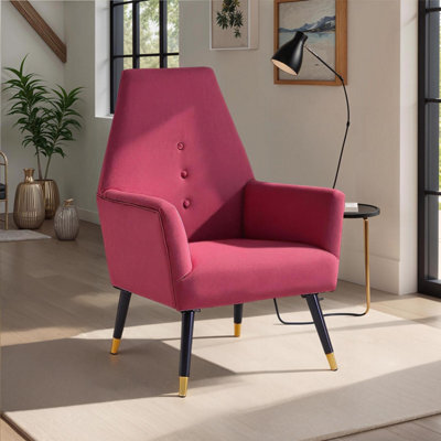 Fwstyle Loretta Wine Velvet Upholstered Padded Accent Armchair - image 1