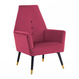 Fwstyle Loretta Wine Velvet Upholstered Padded Accent Armchair - thumbnail 2
