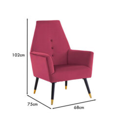Fwstyle Loretta Wine Velvet Upholstered Padded Accent Armchair - thumbnail 6