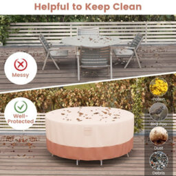 Costway 213 Cm Round Patio Furniture Cover Outdoor Dining Table Chair Set Cover - thumbnail 8
