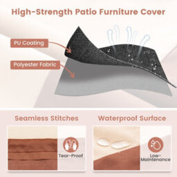 Costway 213 Cm Round Patio Furniture Cover Outdoor Dining Table Chair Set Cover - thumbnail 6