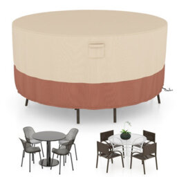 Costway 213 Cm Round Patio Furniture Cover Outdoor Dining Table Chair Set Cover - thumbnail 1