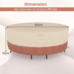 Costway 213 Cm Round Patio Furniture Cover Outdoor Dining Table Chair Set Cover - thumbnail 2