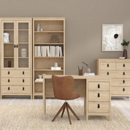 Furniture To Go Barcelona Desk 3 Drawers In Jackson Hickory Oak - thumbnail 6