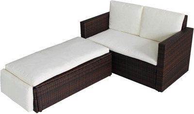 Evre Brown Lovebed 2 Seat Rattan Garden Furniture Patio Outdoor Sofa Set With Cover - Inc Weekend Delivery - image 1