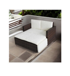 Evre Brown Lovebed 2 Seat Rattan Garden Furniture Patio Outdoor Sofa Set With Cover - Inc Weekend Delivery - thumbnail 3