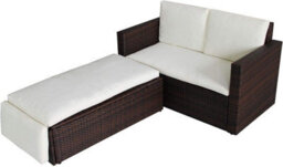 Evre Brown Lovebed 2 Seat Rattan Garden Furniture Patio Outdoor Sofa Set With Cover - Inc Weekend Delivery - thumbnail 1