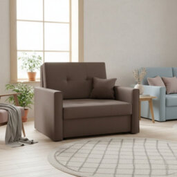 Viva Bis I Armchair With Sleeping Function Storage Container Wooden Frame 103X85X98Cm Brown - thumbnail 1