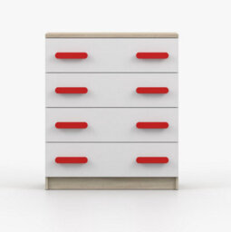 Arte Bold Oak Sonoma And White Chest H930mm W800mm D400mm - Red Handles For Dynamic Spaces - thumbnail 2