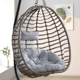 Darphe Grey Thick Hanging Basket Cushion With Secure Headrest Straps - thumbnail 1