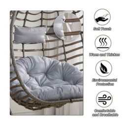 Darphe Grey Thick Hanging Basket Cushion With Secure Headrest Straps - thumbnail 5
