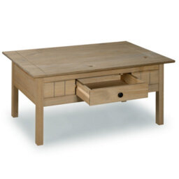 Mews Panama Coffee Table 1 Drawer Solid Pine Wood Waxed Oak Finish - thumbnail 2