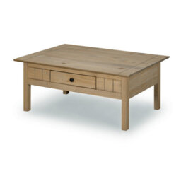 Mews Panama Coffee Table 1 Drawer Solid Pine Wood Waxed Oak Finish - thumbnail 3