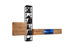 Arte Switch Metal Vi Oak Wotan Entertainment Unit 270Cm - Warm Oak & Black Metal Media Wall - thumbnail 2