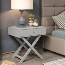 Core Products Set Of 2 Options X Legs 1 Drawer Bedside Cabinets, Grey Finish, Metal Handle - thumbnail 6
