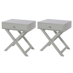 Core Products Set Of 2 Options X Legs 1 Drawer Bedside Cabinets, Grey Finish, Metal Handle - thumbnail 1