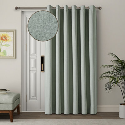Ameha Sage Green Plain Curtain 100% Blackout Thermal Energy Efficient Thermal Insulated 66'x84' Door Curtain For Modern Uk Homes - image 1