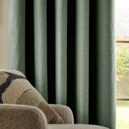 Ameha Sage Green Plain Curtain 100% Blackout Thermal Energy Efficient Thermal Insulated 66'x84' Door Curtain For Modern Uk Homes - thumbnail 9