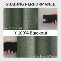 Ameha Sage Green Plain Curtain 100% Blackout Thermal Energy Efficient Thermal Insulated 66'x84' Door Curtain For Modern Uk Homes - thumbnail 5