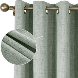 Ameha Sage Green Plain Curtain 100% Blackout Thermal Energy Efficient Thermal Insulated 66'x84' Door Curtain For Modern Uk Homes - thumbnail 3