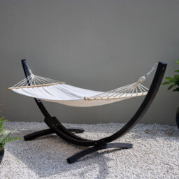 Primrose Ivory Hammock With Charcoal Wooden Stand - thumbnail 2