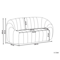 Beliani Sofa 2 Seater Malung Velvet Off-White - thumbnail 3